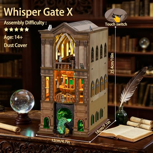NookMaster Book Nook Kit with LED Light DIY Miniature Dollhouse for Adults - color: Magic Academy