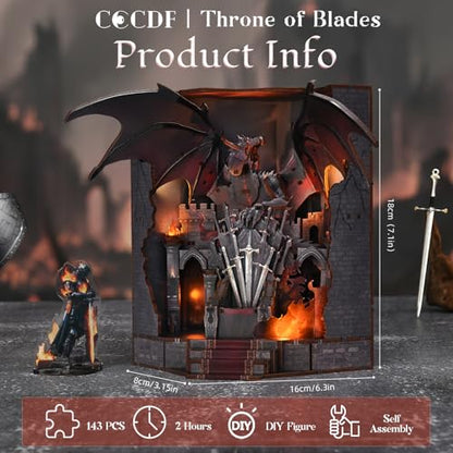 CCCDF Throne of Blades Book Nook Kit, Beginner 3D Wooden Puzzle for Adults - color: Throne of Blades