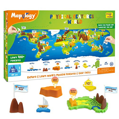 Imagimake Mapology Physical Features of World, Geography Game for Kids 8+ - style: Physical Features of the World