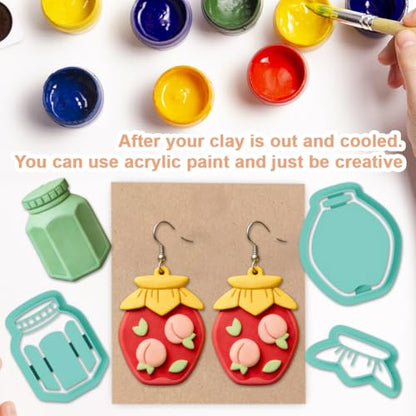 16Pcs Jar Polymer Clay Cutters Bottle Clay Earrings Cutters Pear Apple Polymer Jewelry Cutter for Earrings Making Party Festival DIY Supplies - color: Can