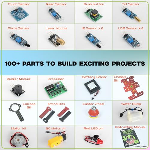ButterflyEdufields 40in1 STEM Robotics Kits for Kids 8-12 Years | DIY Robots Projects for Kids with Electronics Board & Sensors | Best Educational Homeschooling Gift for 8 10 12 Years | 100+ Parts - style: Robotic Kit For Kids