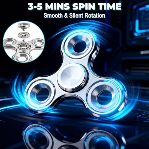 Fidget Toys Adults,Electroplated Metal Fidget Spinner Stress Reducer,High Speed 3-5 Min Quite Spins,Fidgets for Adults & Teens & Kids Age 6+(Silver) - color: Silver