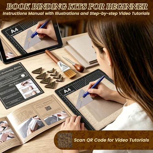 FOGWOWO 208 Pcs Book Binding Kits,Book Making Kit with Video Tutorials - color: Bookbinding Kit-B