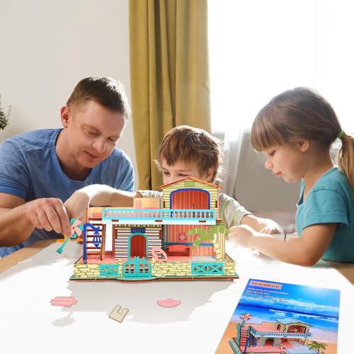 3D Wooden Puzzle,57Pcs House Model for Teens & Kids 8+,Simple Packaging