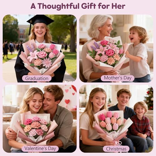 EARLY MINDS 800Pcs Pipe Cleaner Flower Kit with Tutorial, 8 Colors - color: pink