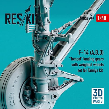 Reskit RSU48-0259 1/48 F-14 (A,B,D) Tomcat Landing Gears with Weighted Wheels Set for Tamiya kit (Resin & 3D Printing)