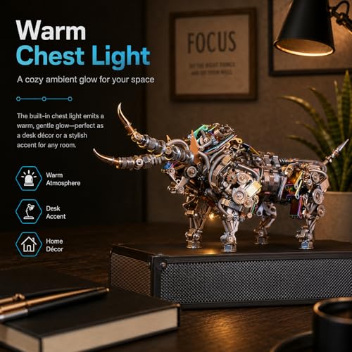 3D Metal Puzzle for Adults Bison Model Kits 3D Metal Puzzles Mechanical Bulls Building Blocks Difficult DIY Assembly - High-end Gifts for Men - style: Bison