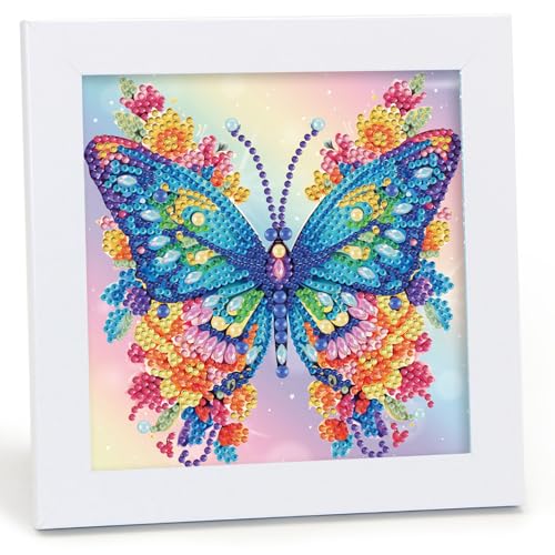 Libfx Diamond Art Kits for Kids with Frame Diamond Art for Girls Boys Beginners Arts and Crafts Birthday Gifts (Butterflr-2) - color: Butterflr-2