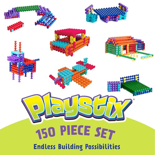 POPULAR PLAYTHINGS Playstix Construction Toy Set, 150 Piece Kit - style: 150 Piece Kit