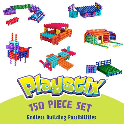 POPULAR PLAYTHINGS Playstix Construction Toy Set, 150 Piece Kit - style: 150 Piece Kit