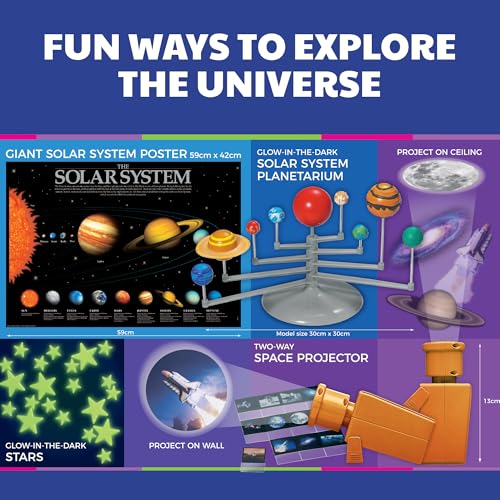 4M - STEAM Space Exploration - Build & Paint Solar System Planetarium Model, Assemble Space Toys Projector with Slides, Includes Glow Stars & Poster - Educational Science Planet Toys Kit, Kids Ages 5+ - style: Space Exploration