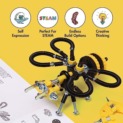 The Off Bits Erector Set: Animal Mini STEM Toys for Kids 6+, Toy Building Sets with Nuts & Bolts, STEM Building Toys Gifts for Boys and Girls (Yellow Bee)