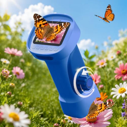 1000X Handheld Digital Microscope for Kids with 2.4" IPS Screen (Blue) - color: Blue