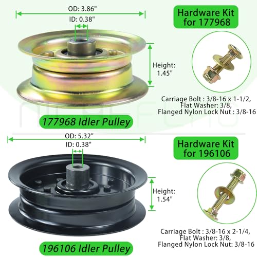 532196106 Idler Pulley with 532177968 Idler Pulley for YTH22V46 - color: A09 1x532196106+1x532177968
