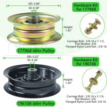 532196106 Idler Pulley with 532177968 Idler Pulley for YTH22V46 - color: A09 1x532196106+1x532177968