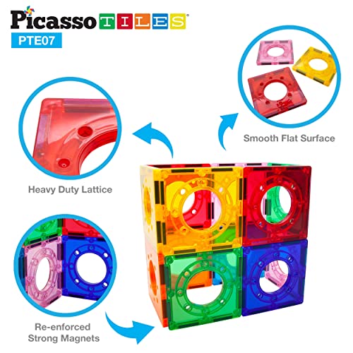 PicassoTiles Magnetic Tiles for Marble Run Racetrack Square Joint Shape Building Block Construction Colorful STEM Toy Set Learning Kit Educational Magnet Playset for Toddler Boys & Girls Ages 3+ - color: Marble Run Square Joint