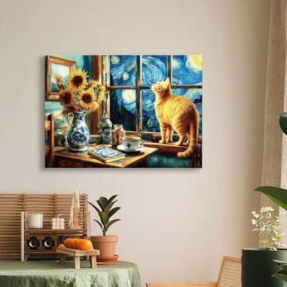 VeGuude Diamond Art Kits for Adults Starry Night Cat Diamond Painting Kits - color: DP04896