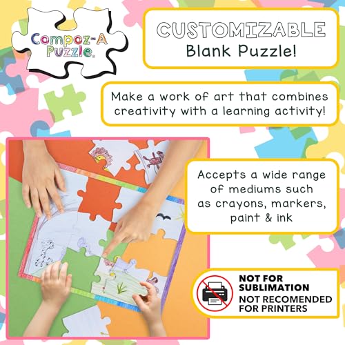 Hygloss 8 Blank Jigsaw Puzzles with Envelopes – 5.5 x 8 Inch, 12 Pieces Each – DYI Party invites, Perfect for Decorating, Kids' Activities, Arts & Crafts or Party Favors - size: 12 Puzzle Pieces, style: 8 Puzzles with Envelopes