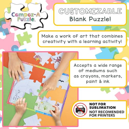 Hygloss 8 Blank Jigsaw Puzzles with Envelopes – 5.5 x 8 Inch, 12 Pieces Each – DYI Party invites, Perfect for Decorating, Kids' Activities, Arts & Crafts or Party Favors - size: 12 Puzzle Pieces, style: 8 Puzzles with Envelopes
