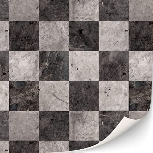 3 Sheets Self Adhesive Floor Tiles for Dollhouse 1:12 Scale (Checkerboard Pattern Marble) - style: Checkerboard Pattern Marble