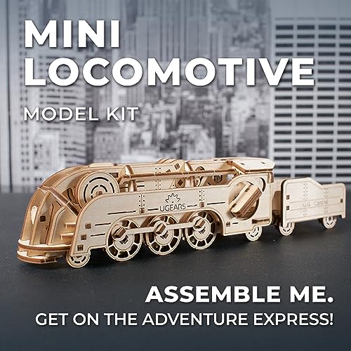 UGEARS Mini Locomotive + V-Express Steam Train with Tender Idea- 3D Wooden Puzzle Model Kits for Adults