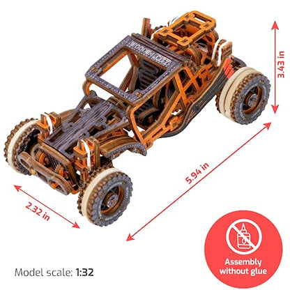 WOODEN.CITY Buggy LE 3D Wooden Puzzles for Adults – Build Your Own Buggy with Rubber‑Band Motor – Self‑Assembly Model, DIY Gift for Adults and Teens - style: Buggy