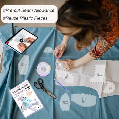 12 Inch Memory Bear Patterns Templates for Sewing, Beginner Friendly Teddy Bear Patterns with Instruction, Safety Eyes Noses, Pins (12 Inch) - size: 12 inch