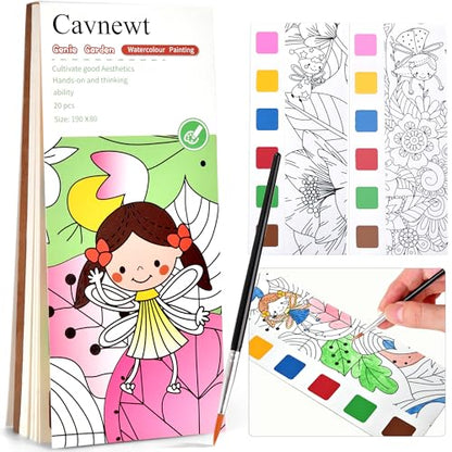 Cavnewt Watercolor Coloring Books for Kids Ages 4-8 - color: 1Pack Genie Garden