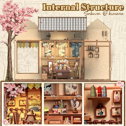 Cutefun Book Nook Kit - DIY Miniature Dollhouse Kit for Adults and Teens - color: Sakura Kimono Shop