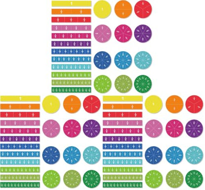 ZazzyKid Magnetic Fraction Tiles & Circles, 156pcs, 12 Color Coded, Fraction Manipulatives (Pack of 3) - size: Medium (Pack of 3)