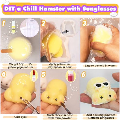 FUNSHOWCASE Taba Squishy Maker 2 Hamster Silicone Molds+Gel+Kits Fufu Squish Making Pack - color: 2 hamster