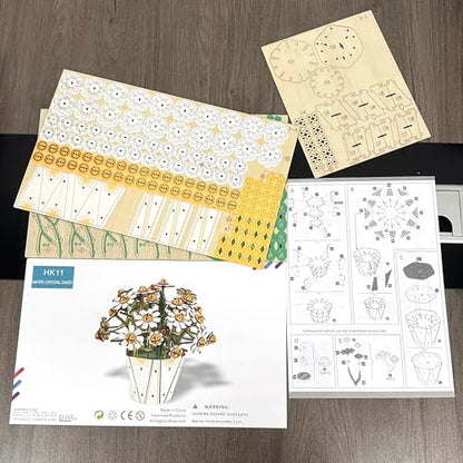 Chamomile Daisy 3D Wooden Flower Puzzle Model Kit - color: Chamomile Daisy Flower