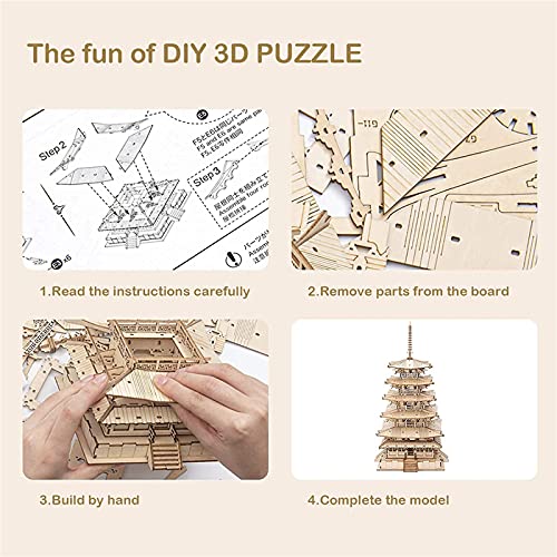 Rowood 3D Wooden Puzzles for Adults, DIY Five-Storied Pagoda Bundle London Tower Bridge,Gifts for Teens on Christmas