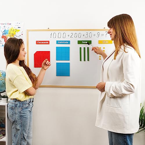 Simply magic 131+4 PCS Jumbo Colorful Magnetic Base Ten Blocks for Math