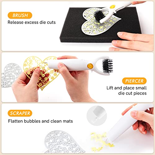Craft 3 in 1 Multipurpose Craft Tool Set, Die Brush, 3-in-1 Weeding Tool, Brush, Scrape, Pierce, Embossing and Die Cutting Accessory, Retractable Design, DIY Scrapbooking Supplies Die Paper Remover - color: Craft Tool Set