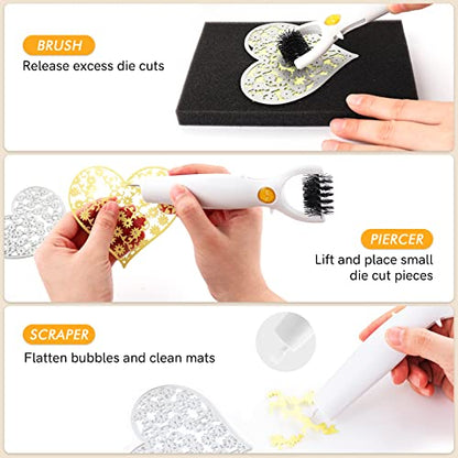 Craft 3 in 1 Multipurpose Craft Tool Set, Die Brush, 3-in-1 Weeding Tool, Brush, Scrape, Pierce, Embossing and Die Cutting Accessory, Retractable Design, DIY Scrapbooking Supplies Die Paper Remover - color: Craft Tool Set