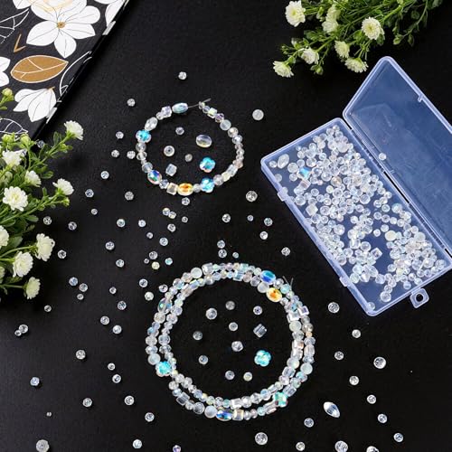 1272Pcs Glass Beads for Jewelry Making, Assorted Crystal Beads with Loose Beads for Bracelet Earring Necklace Suncatchers DIY Crafts Jewelry Making, AB Color - color: AB Color Crystal Beads, size: 1272pcs