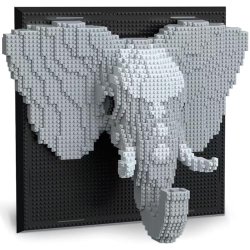 3D Elephant Animal Wall Art Micro Mini Building Blocks Set for Adults, No Compatible with Lego, Unique Table Display & Home Wall Decor, Creative Toy Gift for Chritsmas Birthday (1625 PCS) - style: Elephant