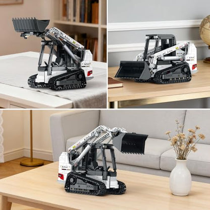 Reobrix Bobcat Skid Steer Excavator Building Set for Adults, Dual Control APP&Remote Control Construction Vehicle Toy, Collectible Mechanical RC Loader, Collectible Gift for Men and Adults
