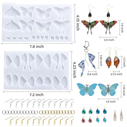 LET'S RESIN Resin Earring Molds, 2 Pcs Resin Molds Silicone with Butterfly Moth Wings Shapes, Silicone Molds for Resin Jewelry, DIY Art Craft - color: Butterfly Earring Molds
