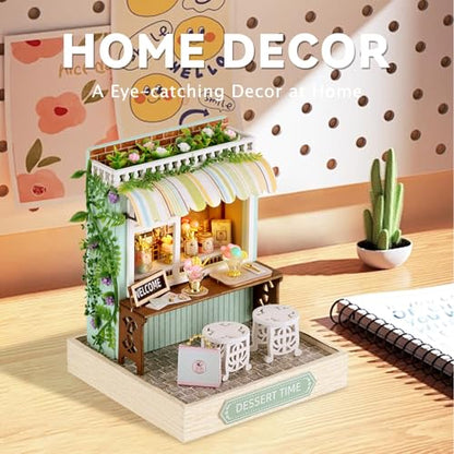 Flever Dollhouse Miniature DIY House Kit Creative Room with Furniture for Romantic Artwork Gift (Dessert Time) - color: Dessert Time