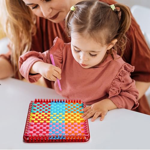 REENLIV Upgraded Weaving Loom Kit Toys for Kids & Adults, DIY Arts & Crafts - color: Red