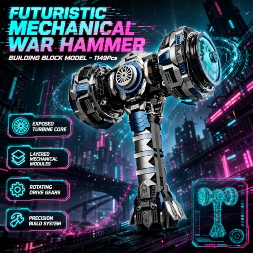 Motorized Mechanical Hammer Building Set 1149 PCS - color: Mechanical Hammer With Motor