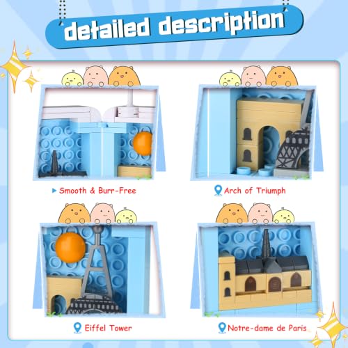 BloxBrix City Travel Suitcase Building Blocks Set, France Skyline Architecture Model, Educational Gift for Kids & Adults (131pcs)