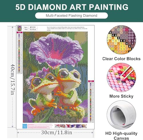 Zythron Diamond Art Kits for Adults,Frog Diamond Painting Kits for Beginner - color: Frog-A