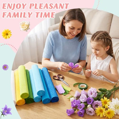 Premium Crepe Paper for Flower Making Kit, 12 Rolls Italian Crepe Paper - color: 12 Multicolor