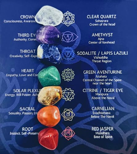 7 Chakra Stones Healing Tiny Crystals Set Velvet Pouch Gift Party Favor