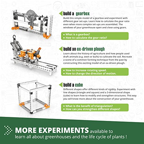 Engino: Discovering STEM - Botanic Laboratory: Photosynthesis, Ventilation & Gardening - 4 Models, Toy Structure Brick Building Set, Snap-Fit, Kids 9+