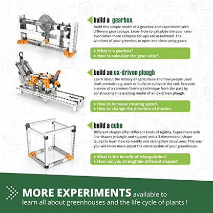 Engino: Discovering STEM - Botanic Laboratory: Photosynthesis, Ventilation & Gardening - 4 Models, Toy Structure Brick Building Set, Snap-Fit, Kids 9+
