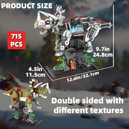 Mechanical Triceratops Dinosaur Building Set with Lights for Boys - color: Triceratops